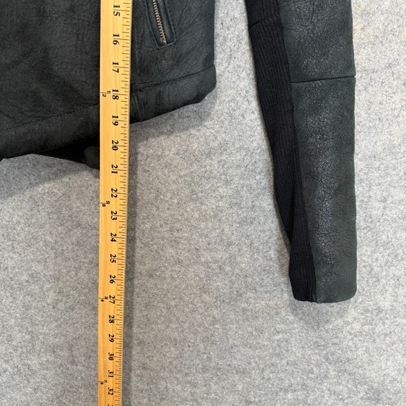 Veda 100% Shearling Leather Fur Moto Jacket Womens Small Motorcycle Designer Zip - Picture 7 of 16